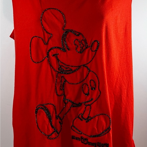 Disney World Parks Embroidered Stitched Mickey Mouse Orange Tank Top L Authentic - Picture 3 of 9